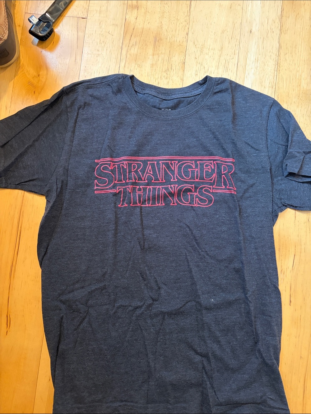 Netflix Stranger Things Short Sleeve Tee - Black with Red Logo
